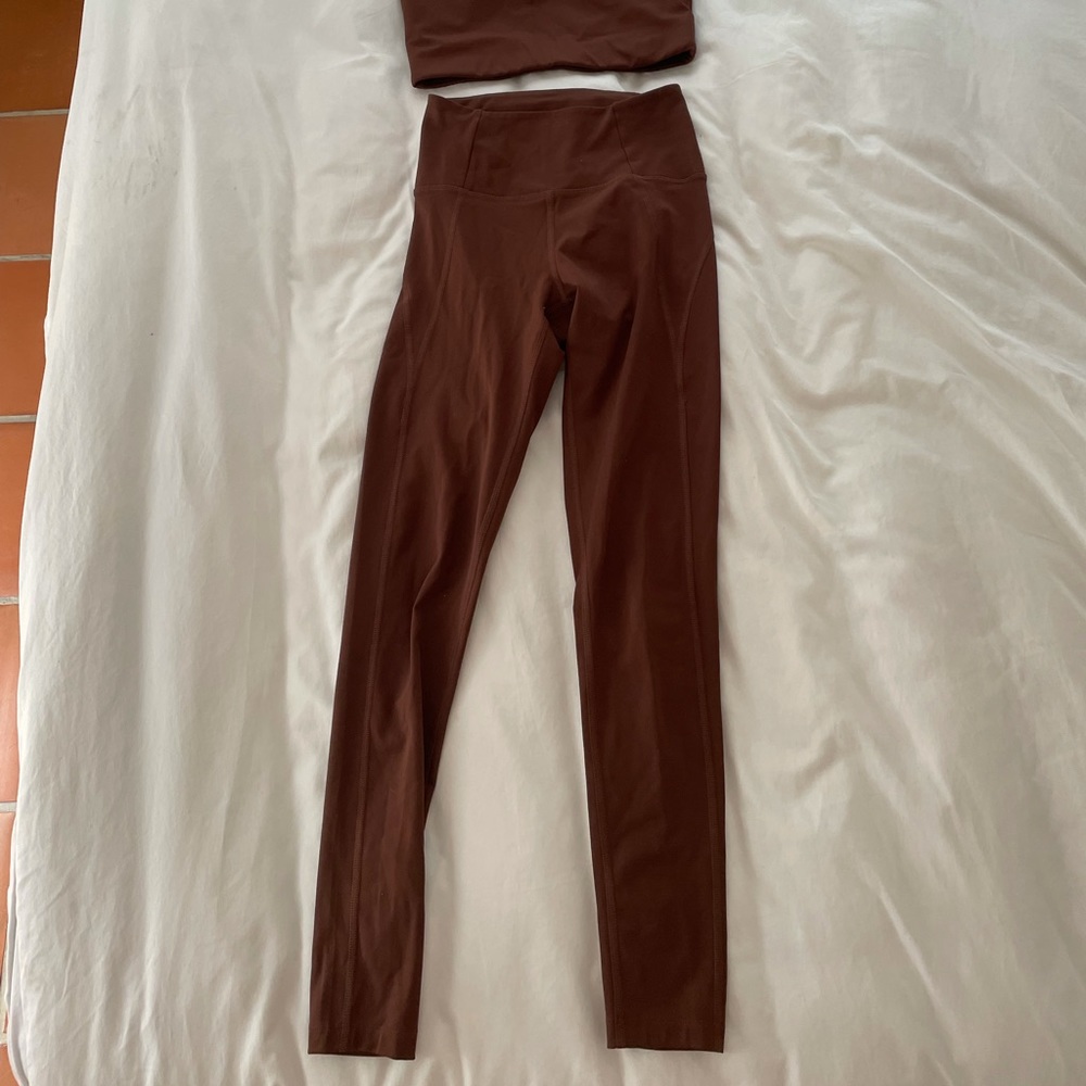 Girlfriend collective brown compression leggings